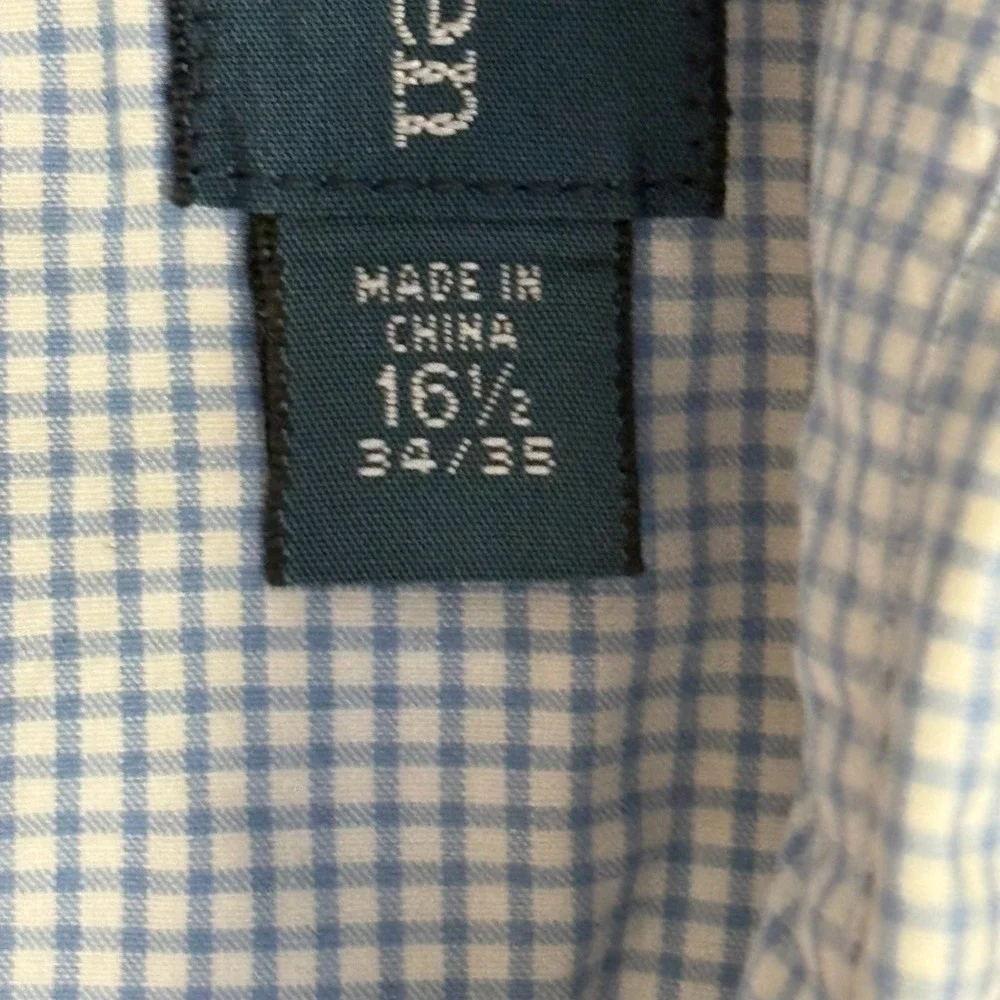 Polo Ralph Lauren Classic Fit Gingham Button Down Shirt Blue White 16.5 34/35 L